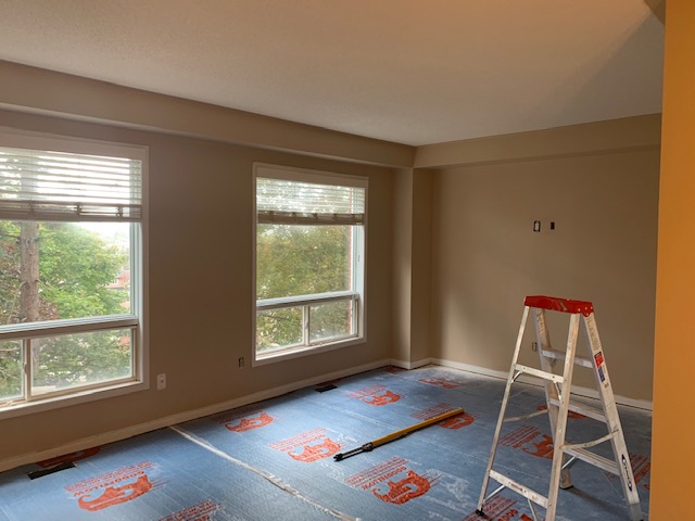 Property repair and fresh, living area renovation in-progress